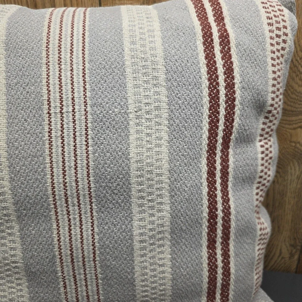 Broyhill Gray Sable Stripe Throw Pillow‎ Farmhouse 18x18 Accent Sofa Boho Chic